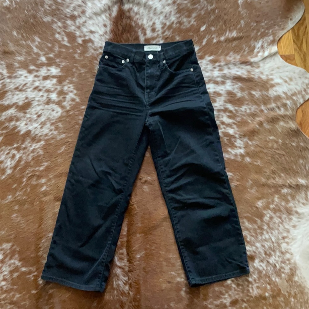 Madewell slim wide leg crop in washed black